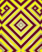 Golden Yellow Burgundy Geometric Diamonds Rug