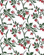 Red Berry Vine Whimsical Floral Rug