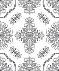 Monochromatic Floral Medallion Symmetry Rug