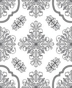 Monochromatic Floral Medallion Symmetry Rug
