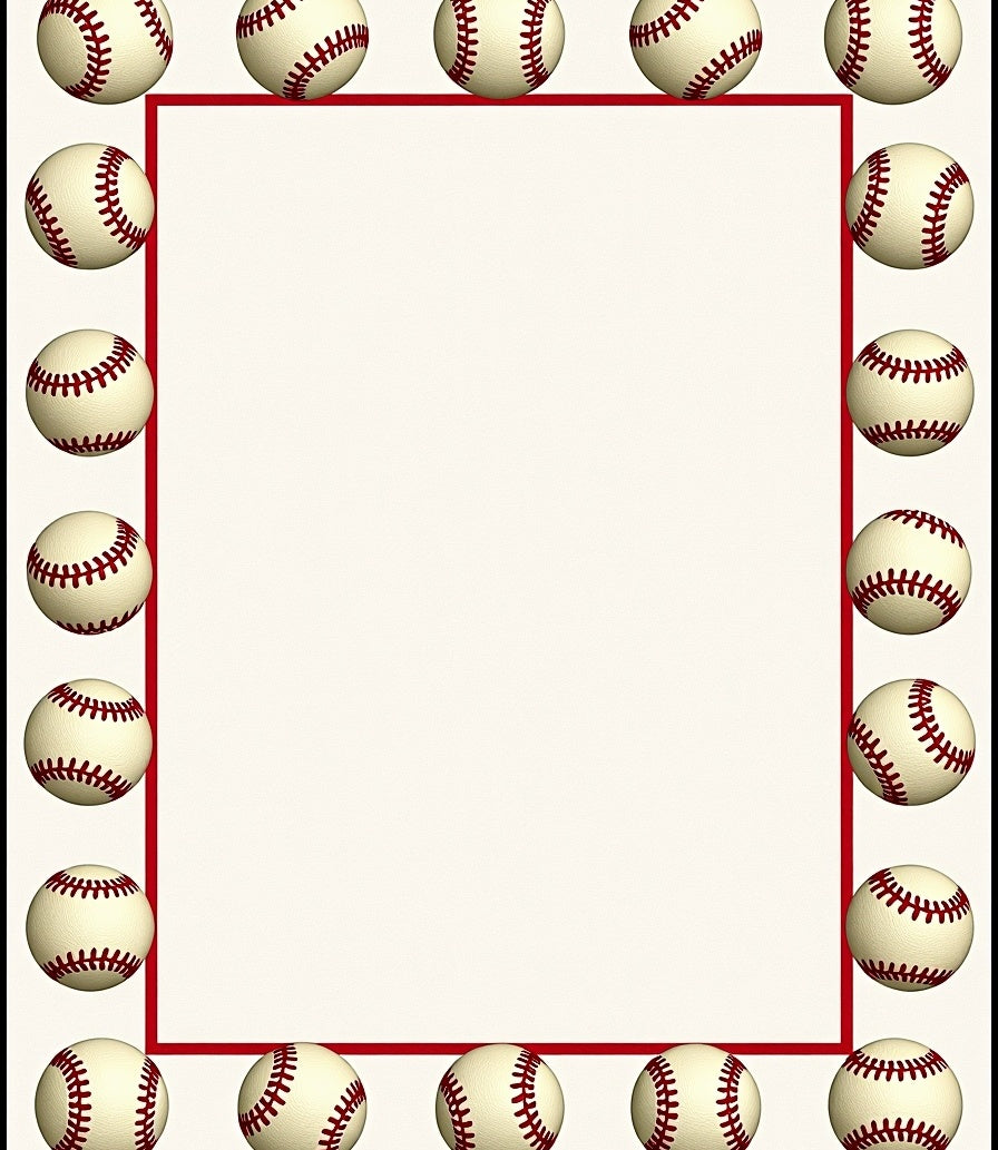Classic Baseball Border Cream Rug