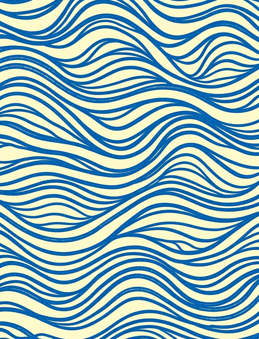 Oceanic Blue Wavy Lines Rug