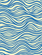 Oceanic Blue Wavy Lines Rug