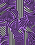 Purple Black White Wavy Stripe Overlay Rug