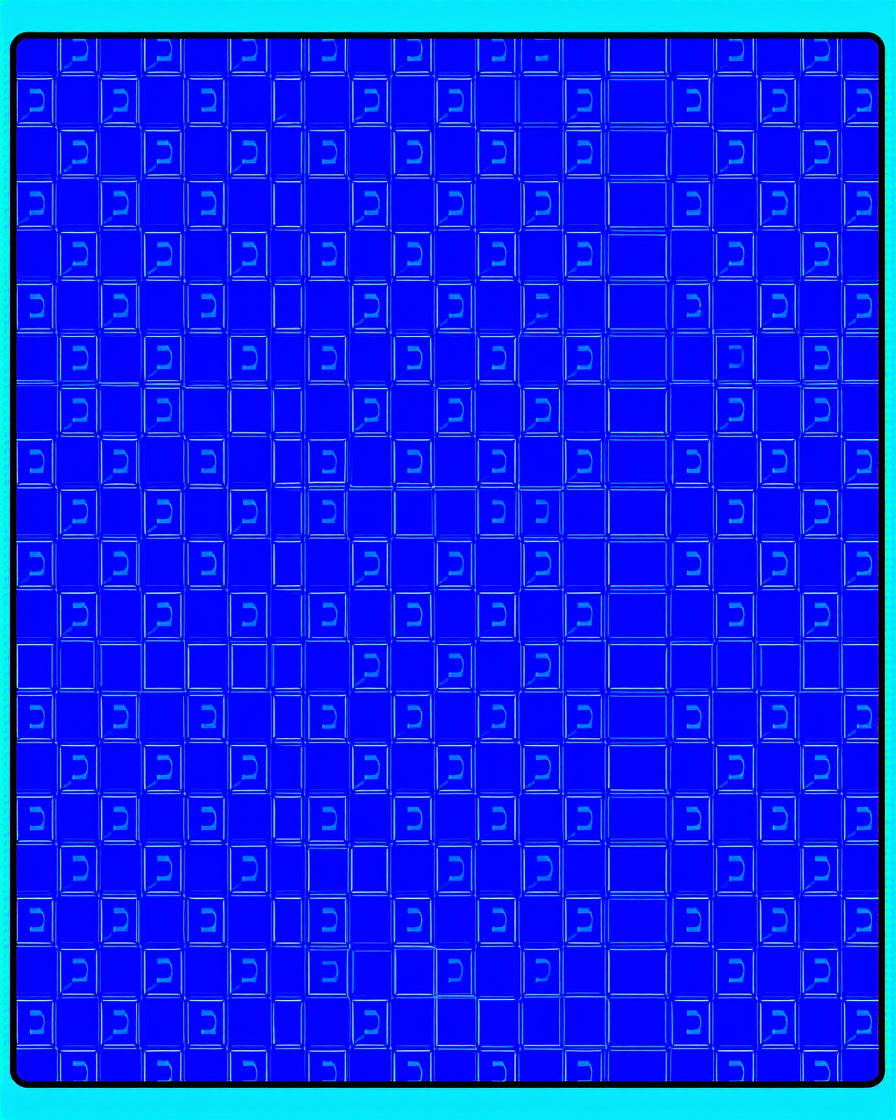Bright Blue Repeating Square Grid Rug