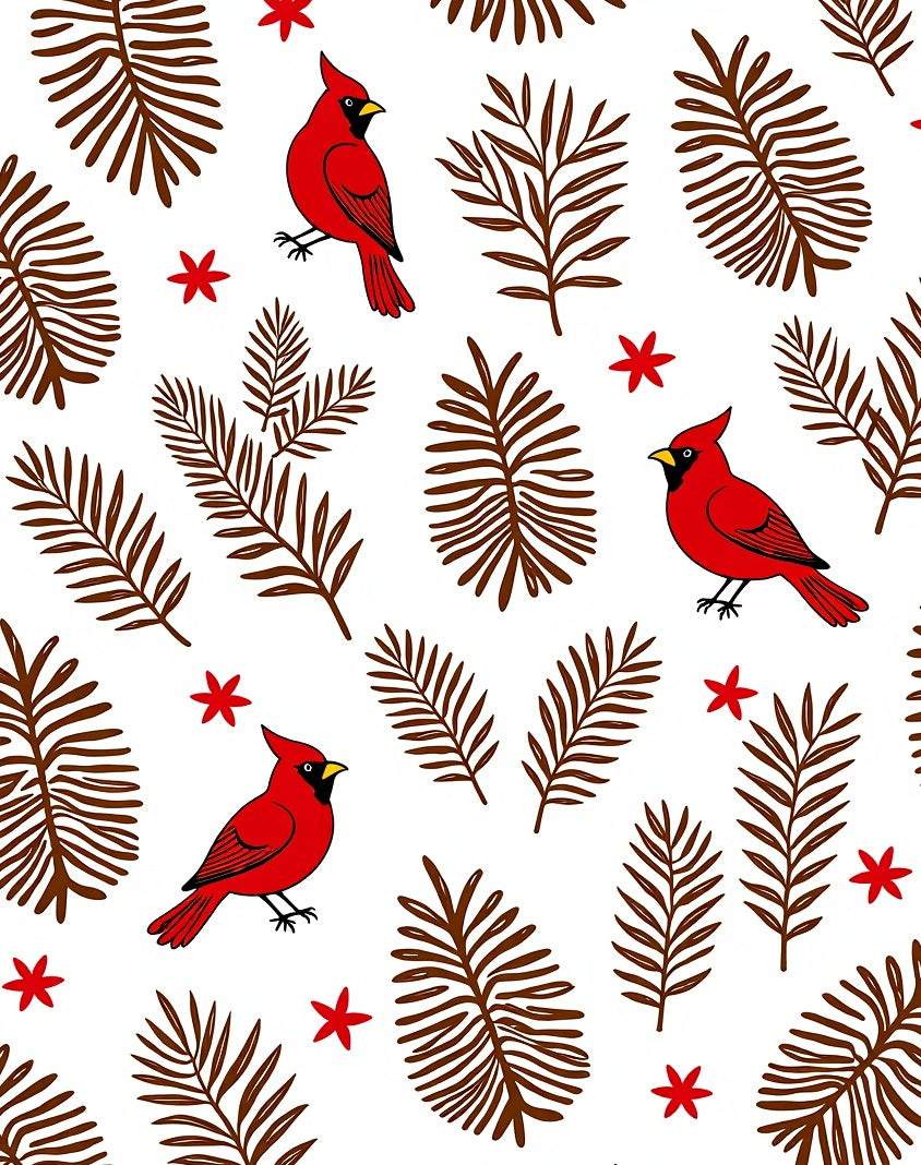 Red Cardinal Botanical Winter Faux Fur Rug