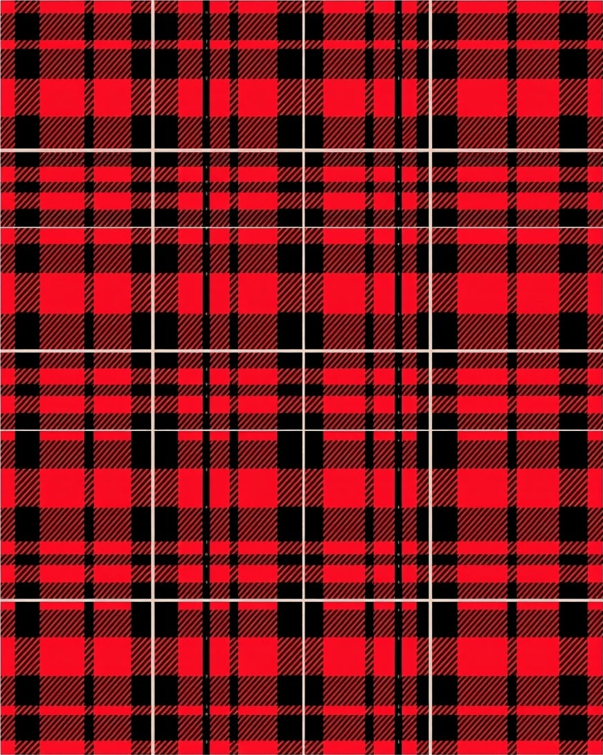 Classic Red Black Plaid Crossing Lines Rug