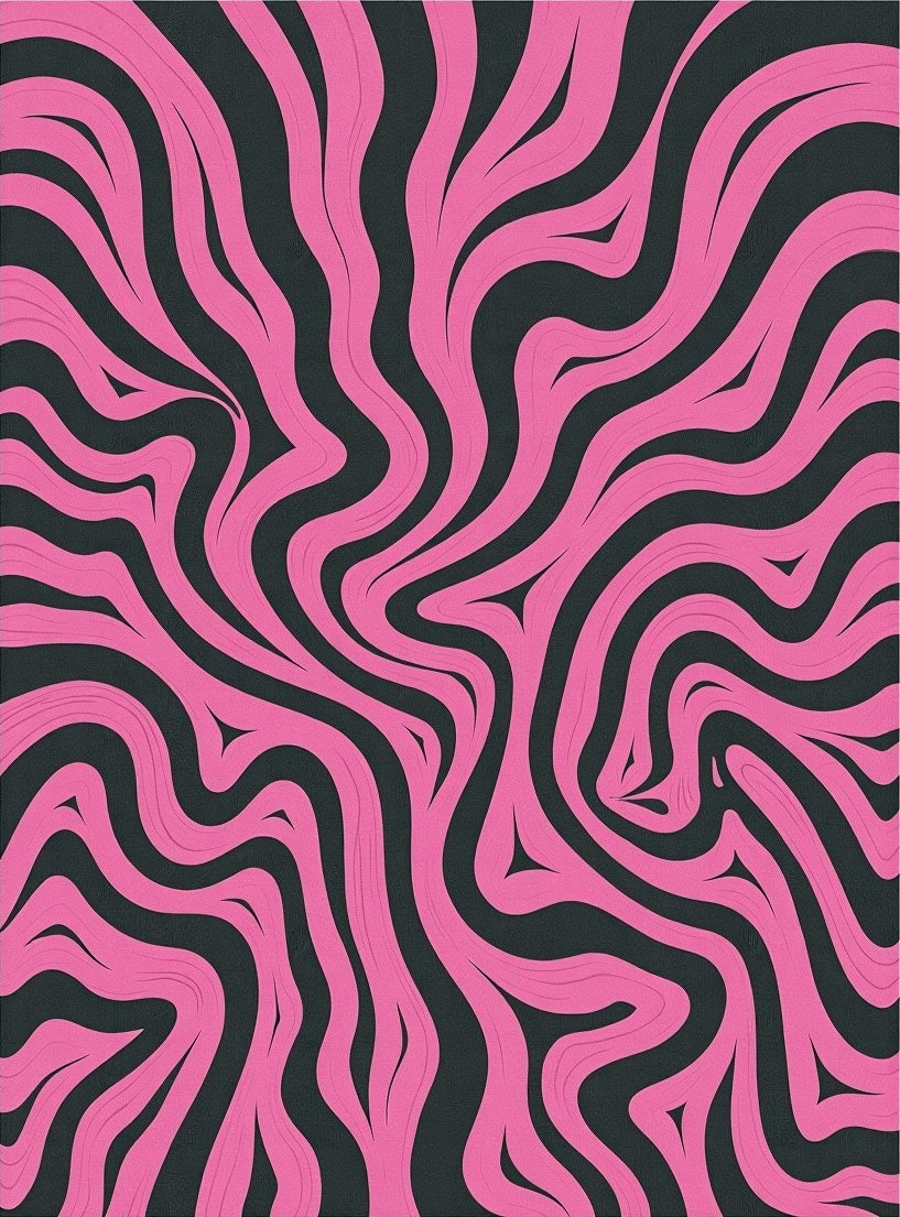 Hot Pink Abstract Swirl Lines Rug