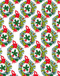 Festive Red Green Holly Wreath Garland Rug