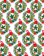 Festive Red Green Holly Wreath Garland Rug