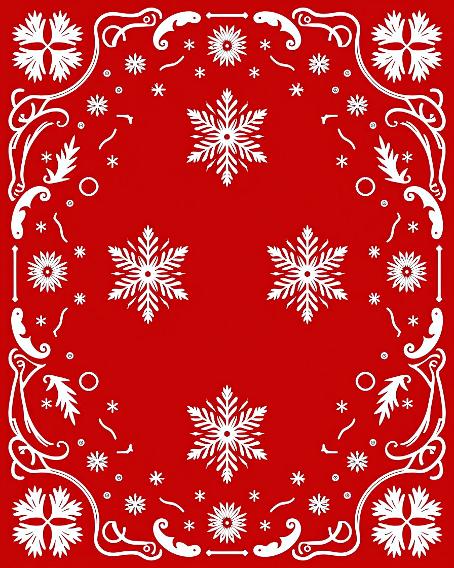 Festive White Snowflake Garland Rug