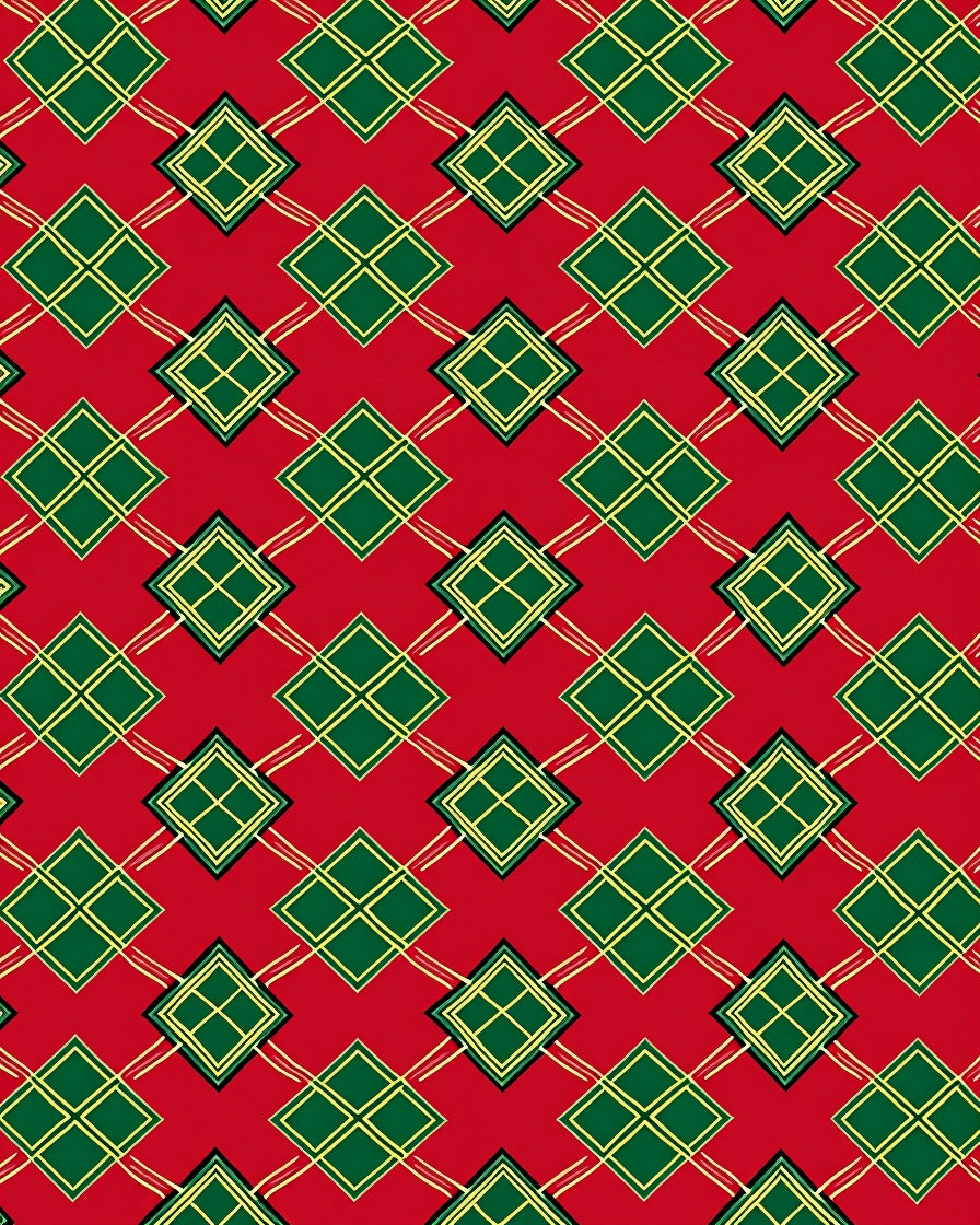 Classic Red Green Diamond Lattice Rug