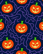 Spooky Orange Jack O Lantern Swirls Rug