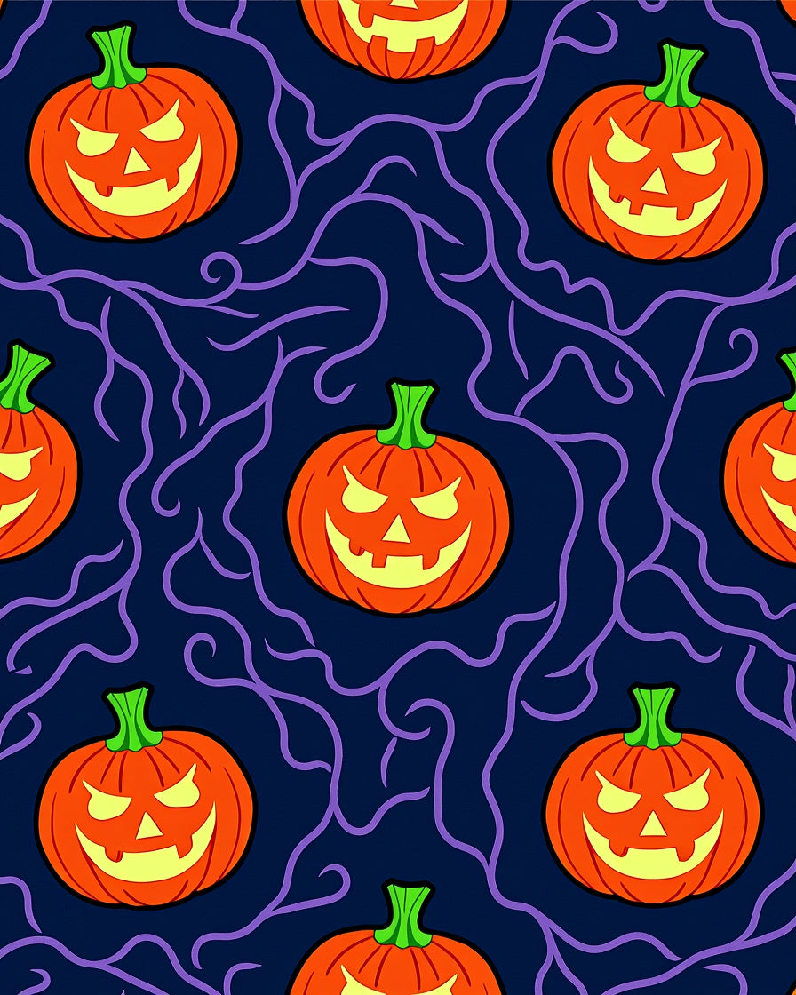 Spooky Orange Jack O Lantern Swirls Rug