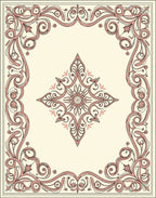 Ornate Pink Blossom Medallion Frame Rug