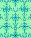 Aqua Teal Ornate Damask Rug