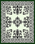 Black Elegant Floral Scroll Border Rug