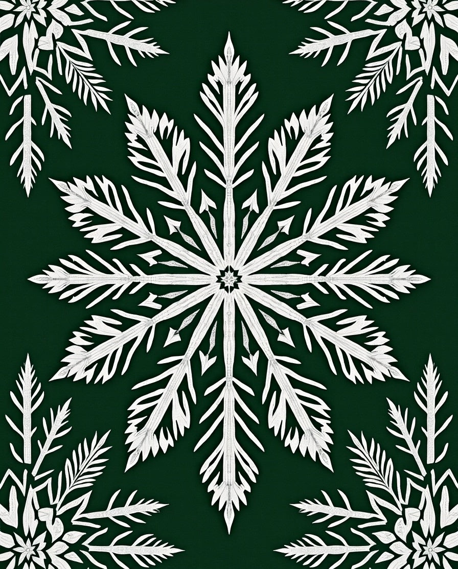 White Snowflake Forest Jewel Tones Rug