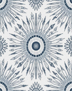 Navy Blue Radial Sunburst medallion Rug