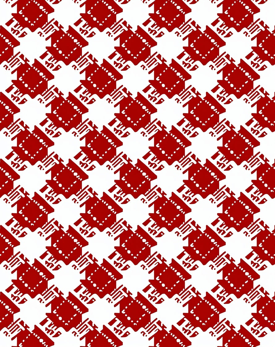 Crimson Houndstooth Geometric Rug