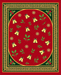 Red Golden Bell Festive Holly Border Rug