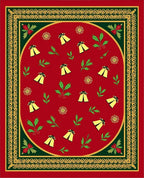 Red Golden Bell Festive Holly Border Rug