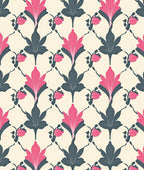 Art Nouveau Pink Blue Floral Lattice Rug