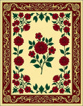 Rich Crimson Floral Border Cream Rug