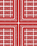 Red Interlocking Geometric Scroll Rug