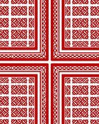 Red Interlocking Geometric Scroll Rug