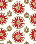 Festive Red Golden Floral Medallions Rug