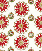Festive Red Golden Floral Medallions Rug