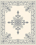 Ornate Blue Floral Medallion Frame Rug