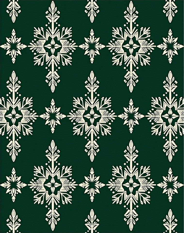 Forest Green Snowflake Motif Rug