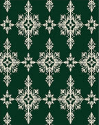 Forest Green Snowflake Motif Rug