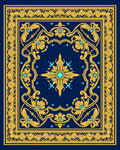 Royal Blue Golden Floral Medallion Rug