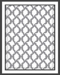 Geometric White Gray Lattice Rug