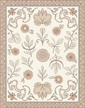 Neutral Floral Vine Border Rug