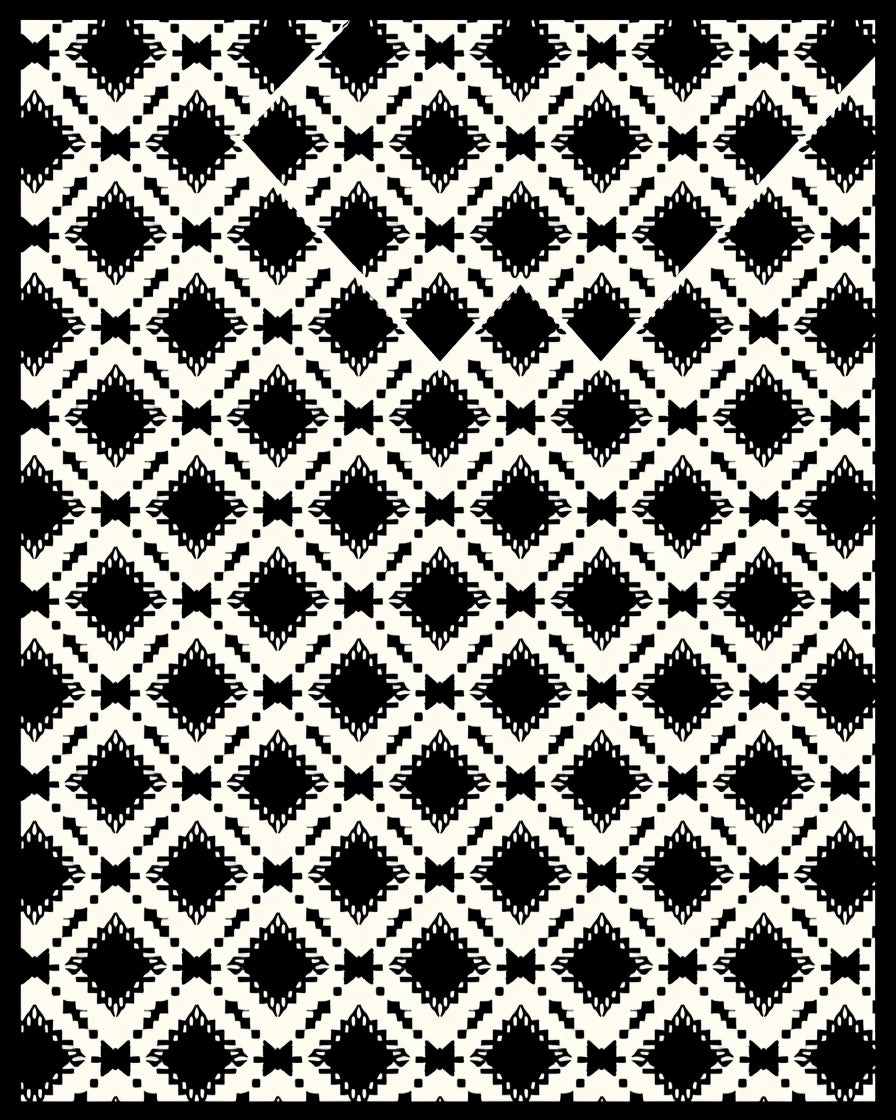 Black Diamond Tribal Geometric Rug
