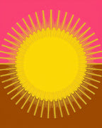 Radiant Yellow Sunburst Pink Brown Rug