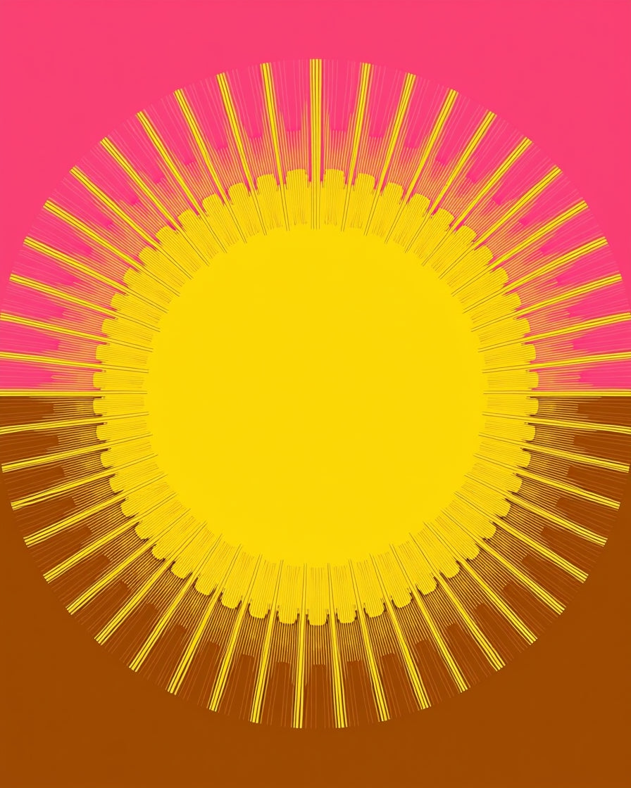 Radiant Yellow Sunburst Pink Brown Rug