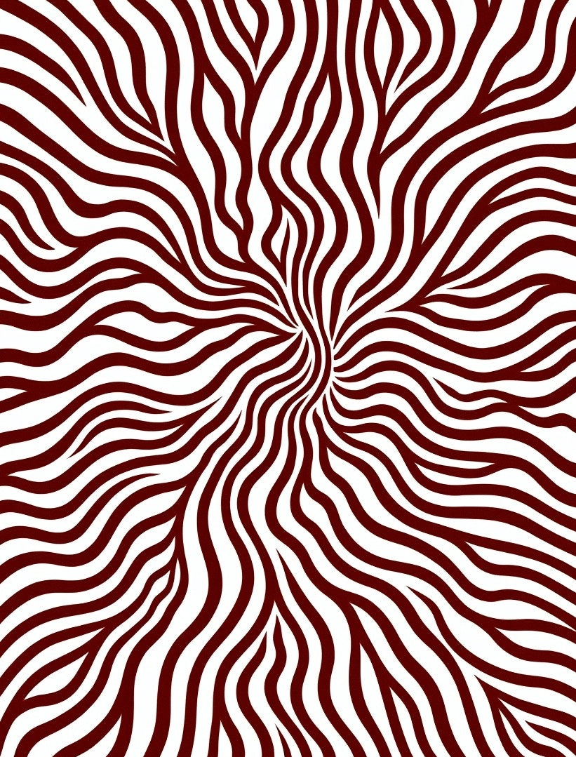 Crimson Wavy Lines Explosion Rug
