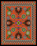 Vibrant Orange Floral Medallion Geometric Rug