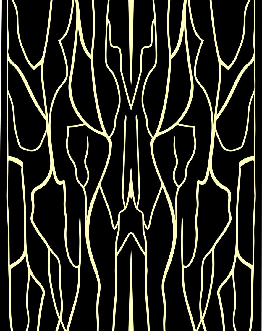 Black Cream Organic Flowing Lines Rug