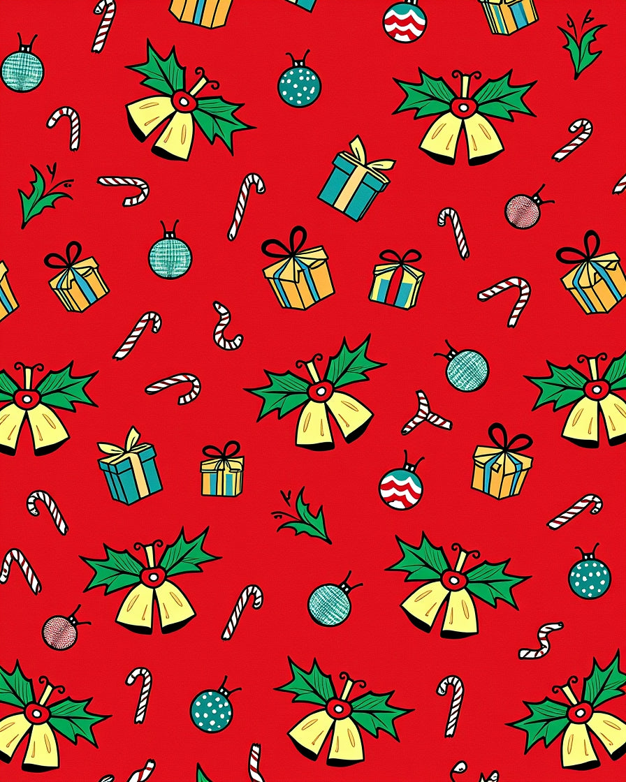 Festive Red Christmas Icons Repeat Rug