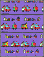 Whimsical Red Green Vehicle Repeat Rug