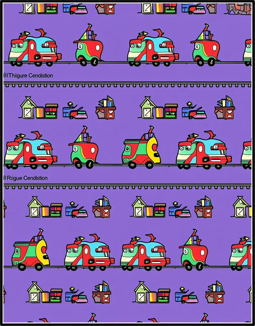 Whimsical Red Green Vehicle Repeat Rug