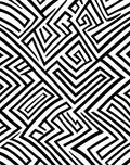 Bold Linear Labyrinth Black White Rug
