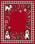 Red Merry Dogs Candy Canes Gifts Rug