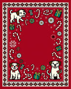 Red Merry Dogs Candy Canes Gifts Rug